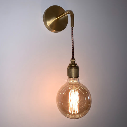 Brass single drop wall light (Without bulbs)