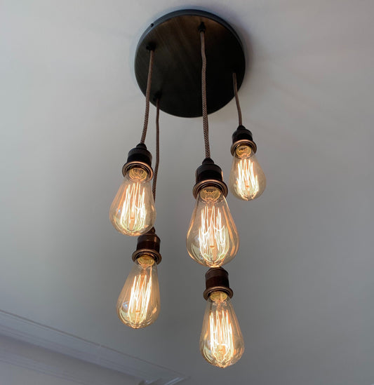 5 Drop Pewter Pendant Light (Without bulbs)
