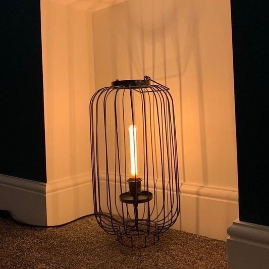 Black Hurricane Lantern floor lamp without bulb
