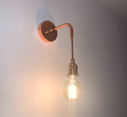 Polished copper single drop wall light (Without bulbs)