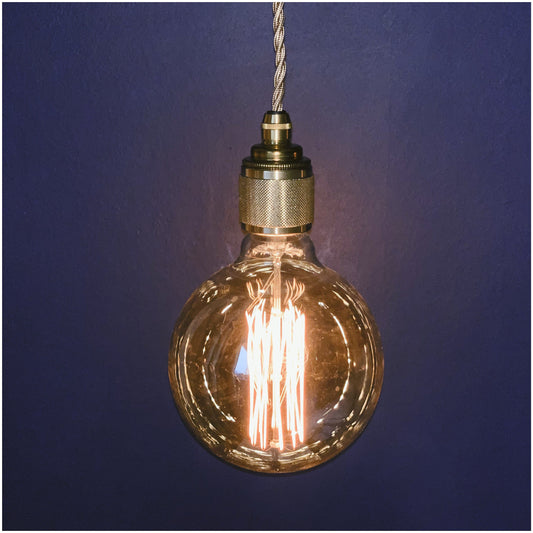 Long brass single drop pendant light (without bulb)