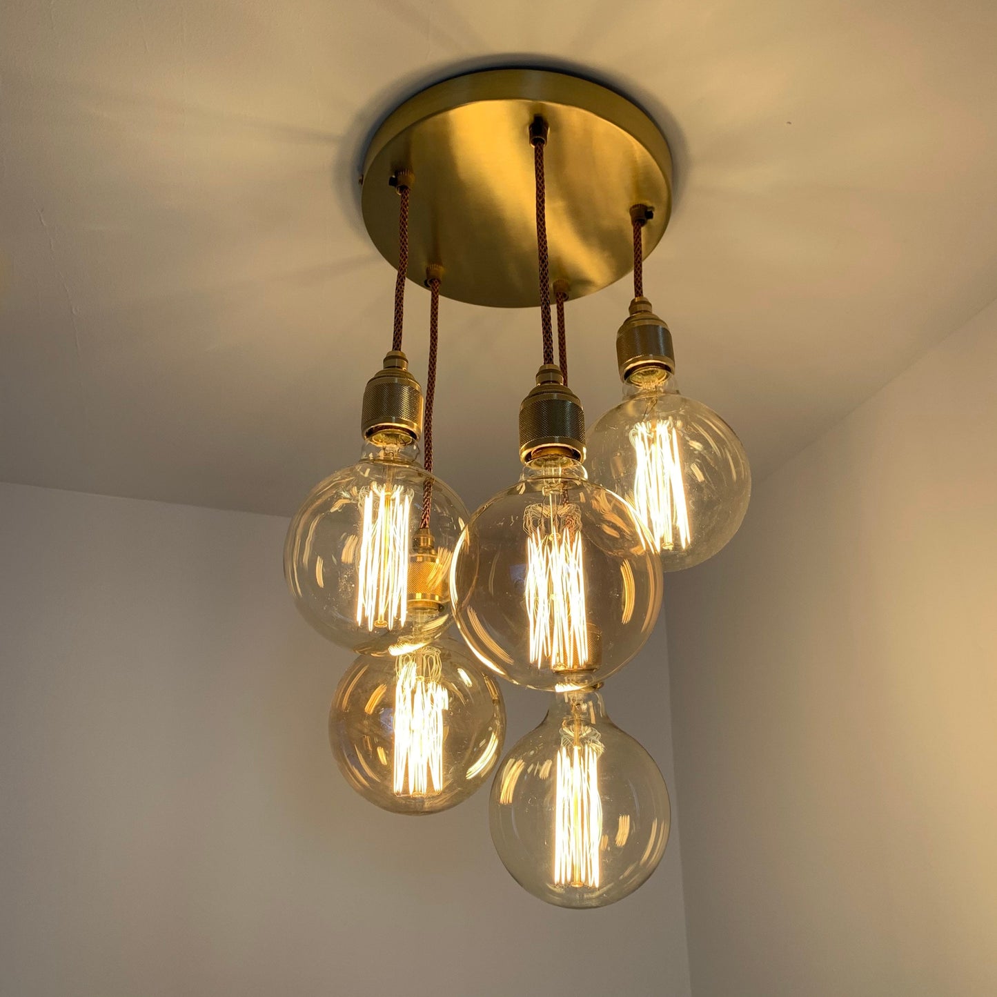 Brass 5 pendant ceiling light (without bulbs)
