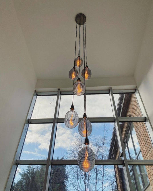 Pewter Cluster Pendant - 7 Drop (without bulbs)