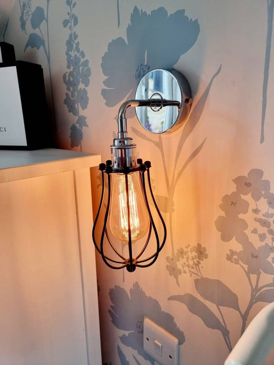 Chrome Bell Cage wall light (without bulb)